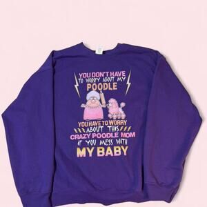 Vintage Style Design Purple Poodle Mom Creneck Sweatshirt Size XL